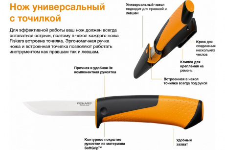 Купить Нож Fiskars с точилкой универсальный   1023618 фото №4