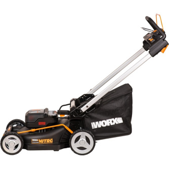 Купить Газонокосилка WORX WG749E 40В, 4Ач х2, ЗУ 2А х2 аккумуляторная самоходная фото №4